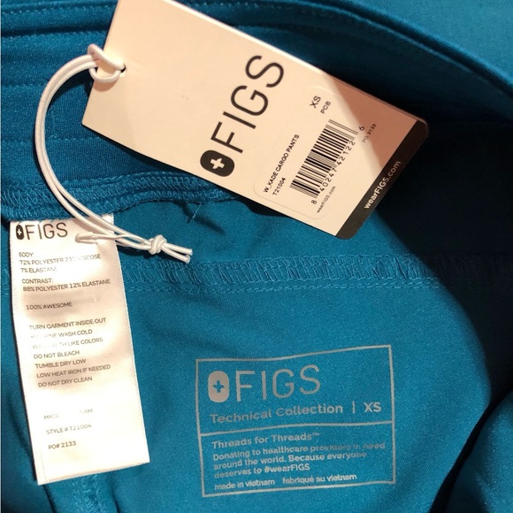 Figs Kade Cargo Scrub Pants Teal Blue Sz XS NWT - Picture 3 of 5
